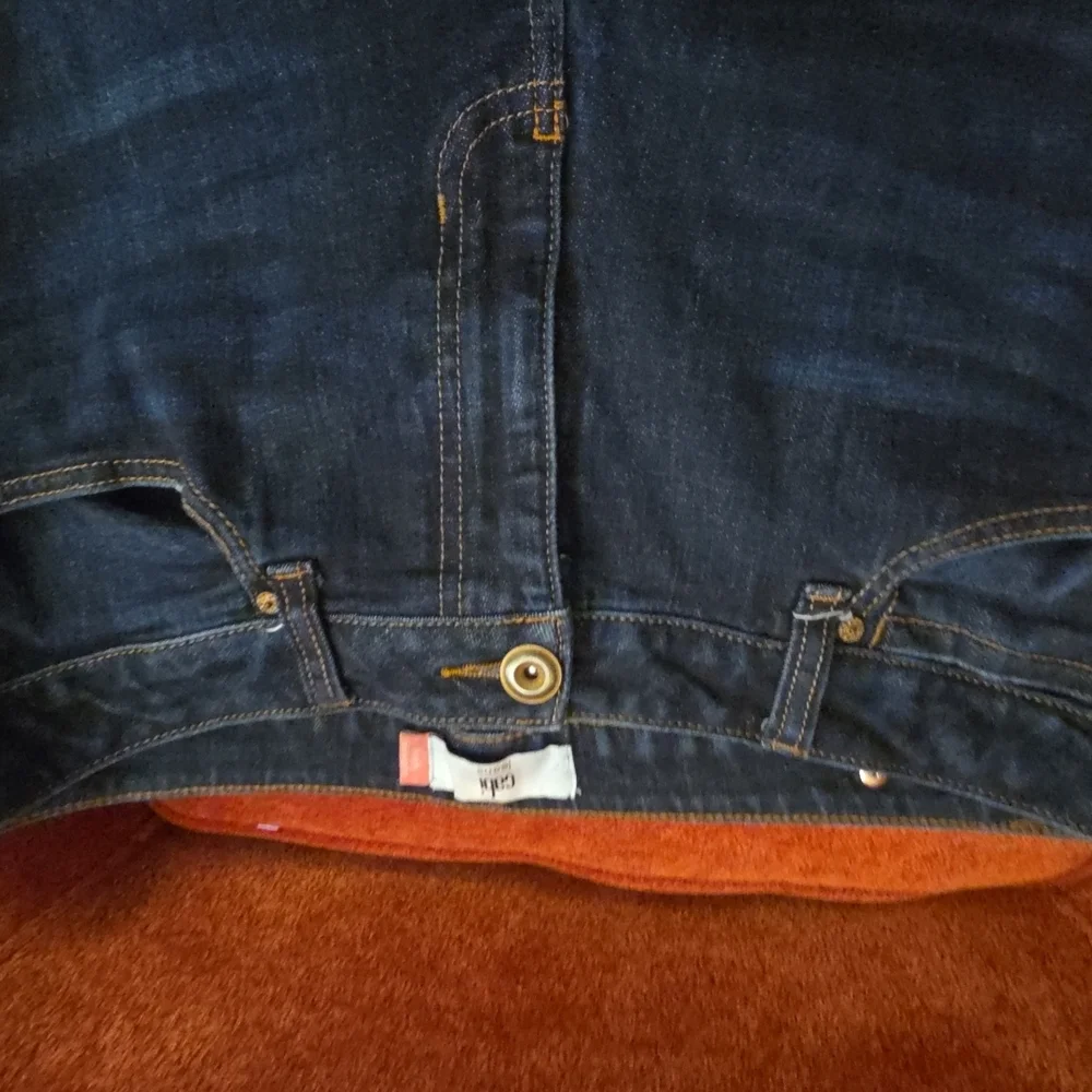 New CAbi Dark Blue High Straight Women's Jeans Size 12 32 5 Pkt Soft Denim - Picture 3 of 7